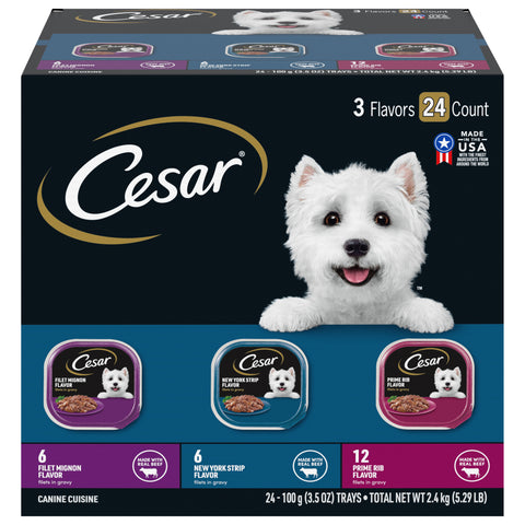 Cesar 3 Flavors Canine Cuisine Tray 24 - 3.5 oz ea - 5.29 LB 1 Pack