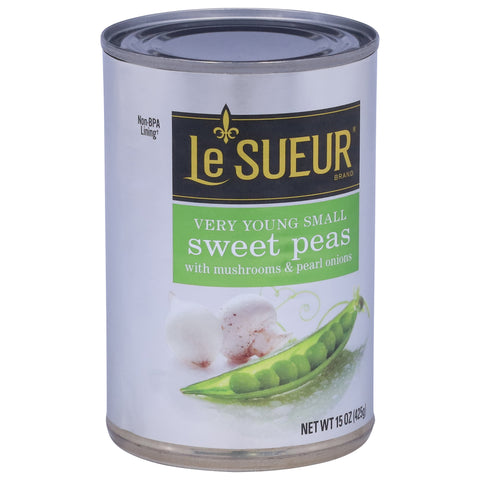Le Sueur Very Young Small Sweet Peas With Mushrooms & Pearl Onions 15 OZ