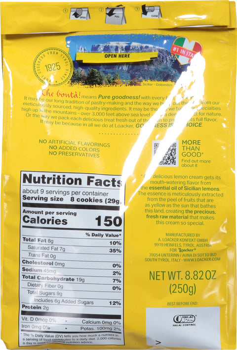Loacker Quadratini Lemon Wafer Cookies 8.82 OZ