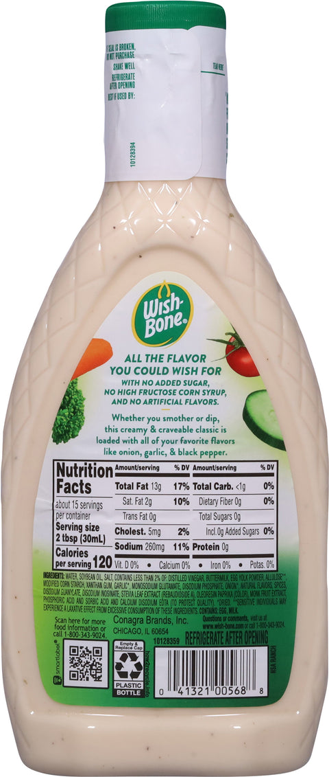 Wish-Bone No Sugar Added Ranch Dressing 15 fl oz