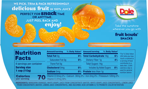 Dole Fruit Cups Mandarin Oranges 16 OZ