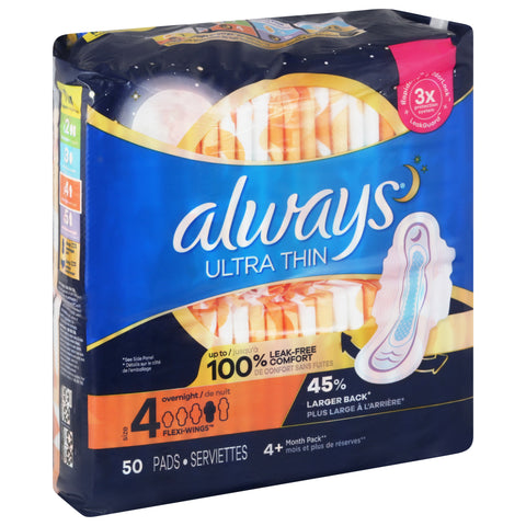 Always Mega Pack Overnight Ultra Thin Pads 50 ea - 3 Pack