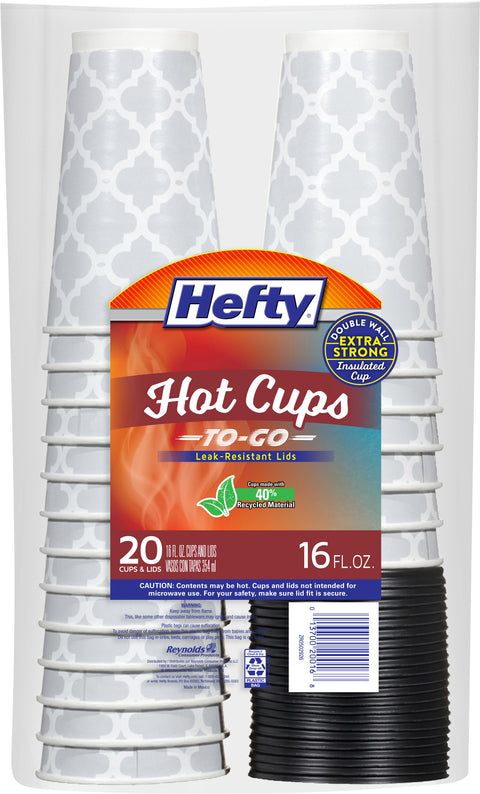 Hefty Cup Hot With Lids 20 CT