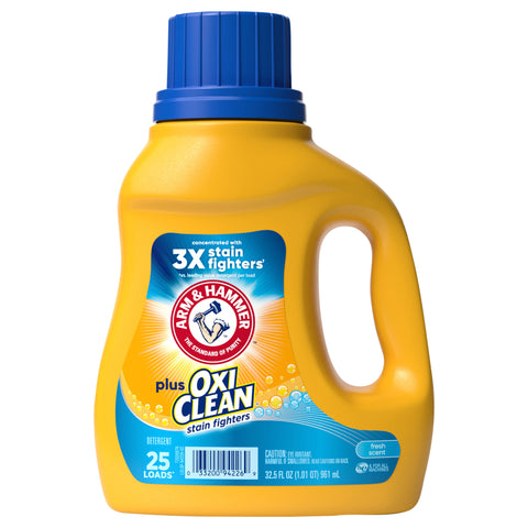 Arm & Hammer Plus OxiClean Fresh Scent, 25 Loads Liquid Laundry Detergent, 32.5 fl oz