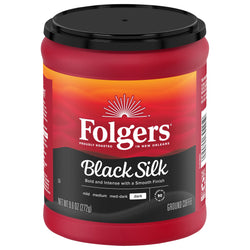 Folgers Ground Black Silk Coffee - 9.6 OZ 6 Pack