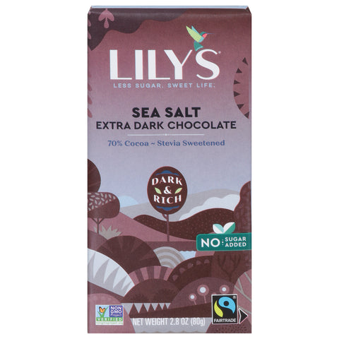 Lily's Extra Sea Salt Dark Chocolate Bar 2.8 oz - 12 Pack