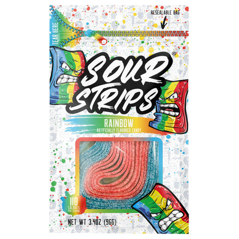 Sour Strips Rainbow Flavored Candy 3.4 oz