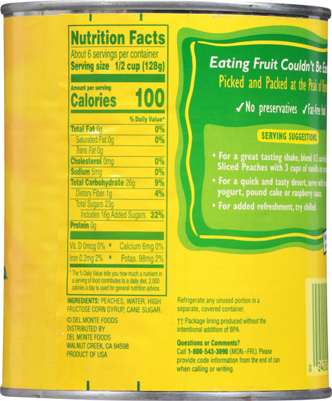 Del Monte Fruit Peach Slices 29 OZ