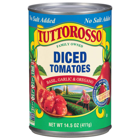 Tuttorosso Diced Tomatoes Basil, Garlic & Oregano No Salt  Added 14.5 OZ