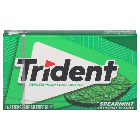 Trident Sugar Free Spearmint Gum 14 ea - 14 CT 12 Pack