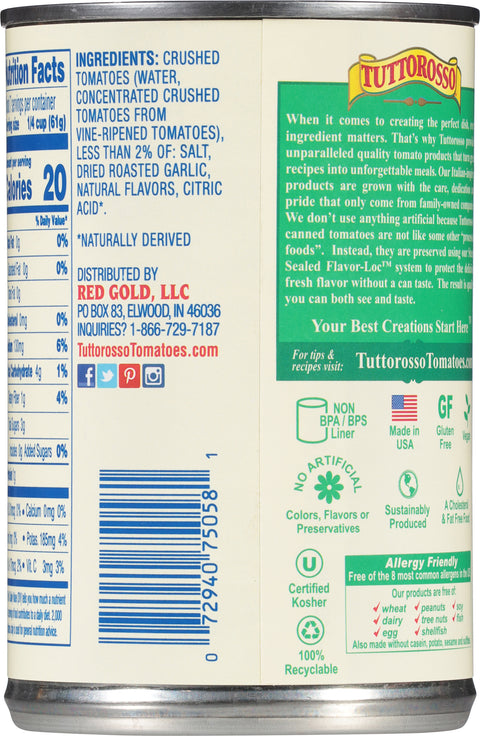 Tuttorosso Roasted Garlic Crushed Tomatoes 15 oz