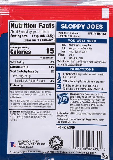 McCormick Seasoning Mix Sloppy Joe 1.31 OZ