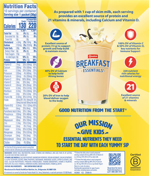 Carnation Drink Mix Instant Breakfast Vanilla 12.6 OZ
