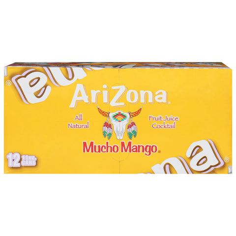 AriZona All Natural Mucho Mango Fruit Juice Cocktail 12 - 11 oz Cans - 1 Pack