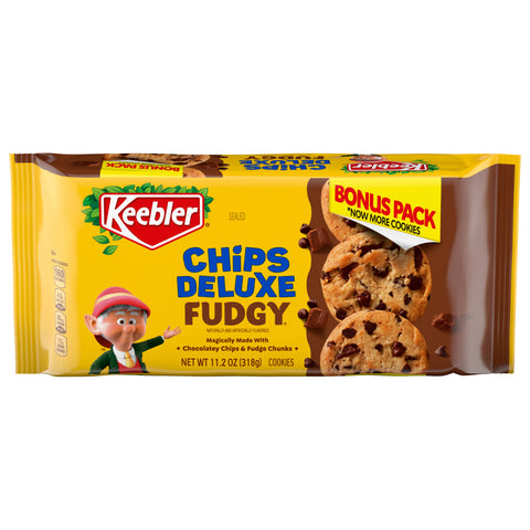 Keebler Chips Deluxe, Fudgy Cookies made with chocolately chips and fudge chunks -  11.2oz / 318g Bonus Pack - 11.2 OZ 12 Pack