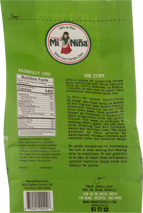 Mi Nina White Corn Spicy Chipotle Lime Tortilla Chips 12 OZ