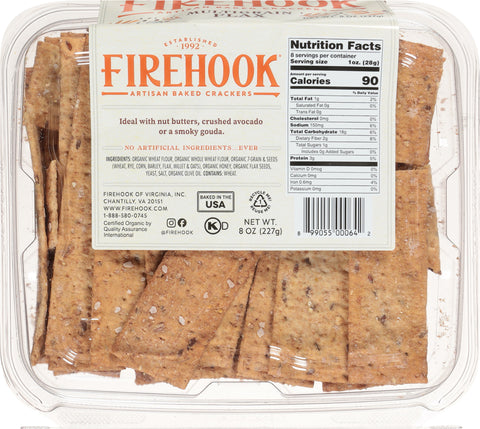 Firehook Organic Multigrain Flax Artisan Baked Crackers 8 oz