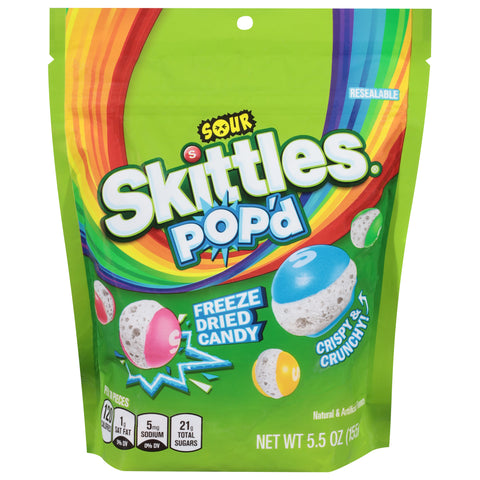 Skittles Pop'd Sour Freeze Dried Candy 5.5 pt - 8 Pack
