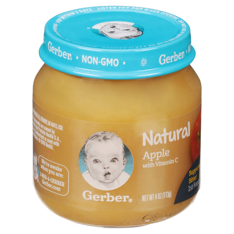 Gerber Natural Supported Sitter 1st Foods Apple with Vitamin C 4 oz
