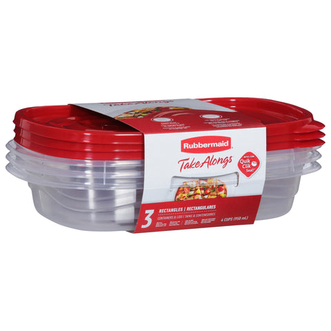 Rubbermaid Take Alongs Rectangles 4 Cups Containers & Lids 3 Containers & Lids 3 ea
