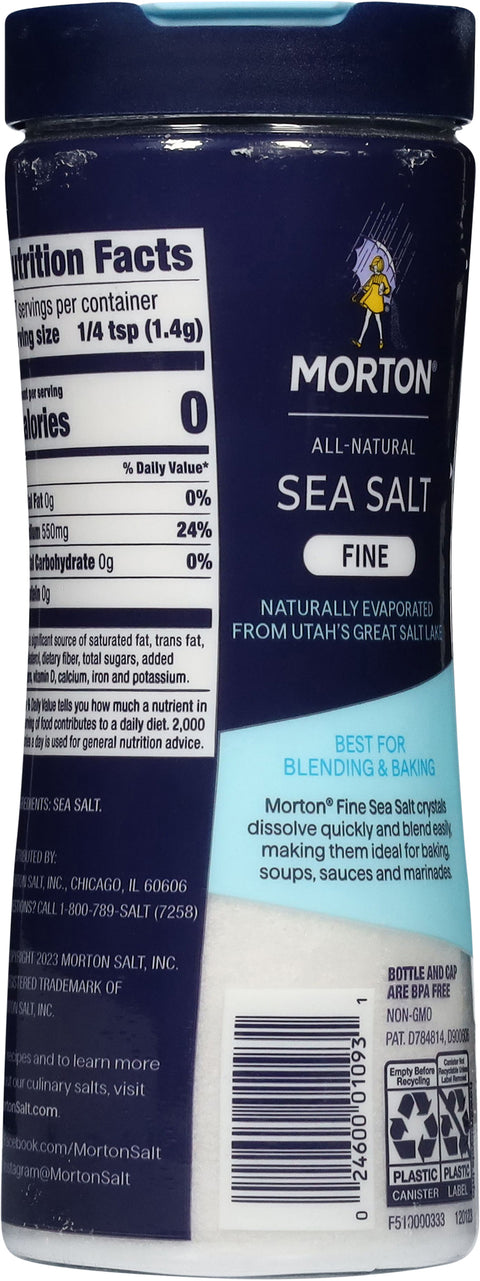 Morton All-Natural Fine Sea Salt 17.6 oz