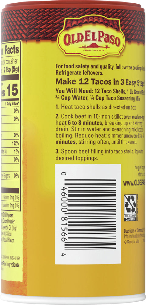 Old El Paso Taco Seasoning Mix 6.25 OZ