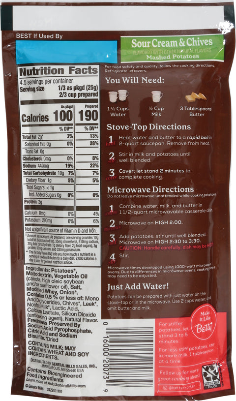 Betty Crocker Sour Cream & Chives Mashed Potatoes 4 OZ