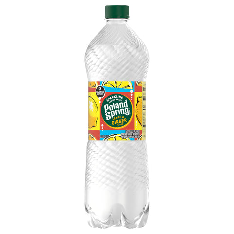 Poland Spring Sparkling Water, Lemon Ginger, 33.8 oz. Plastic Bottle - 12 Pack