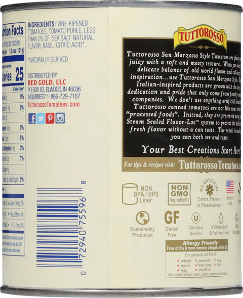 Tuttorosso Tomatoes San Marzano Peeled Pear Tomatoes  28 OZ