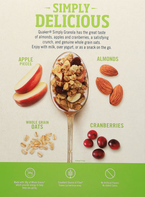 Quaker  Apples, Cranberries & Almonds Granola Cereal 21 OZ
