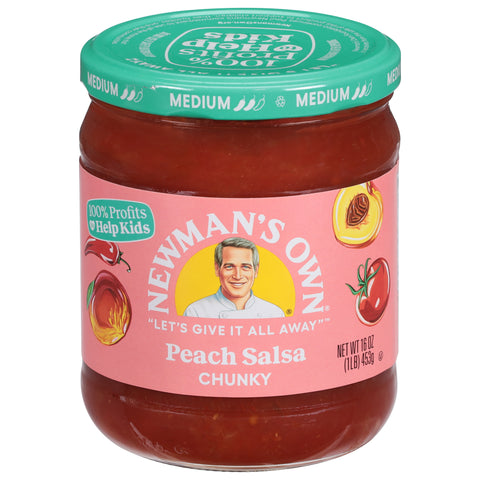 Newman's Own Medium Chunky Peach Salsa 16 OZ