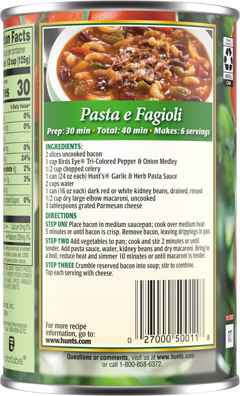 Hunt's Pasta Sauce Garlic & Herb 24 OZ