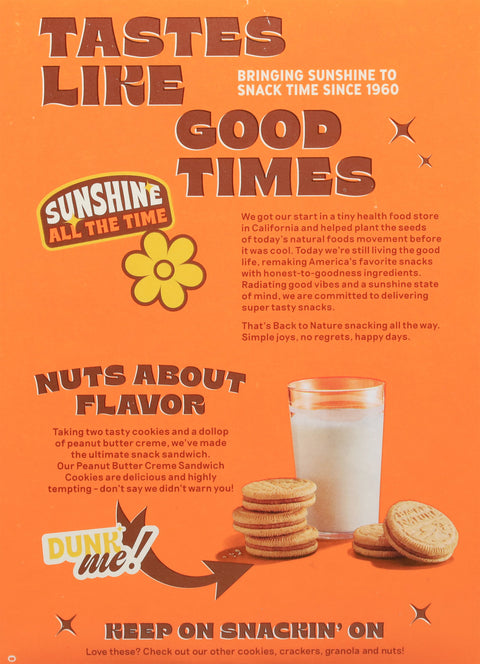 Back to Nature Peanut Butter Creme Sandwich Cookies 8.25 oz