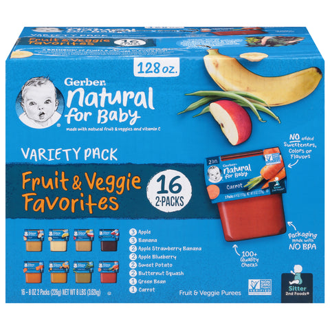 Gerber Fruit & Veggie Purees Baby Food 128 OZ