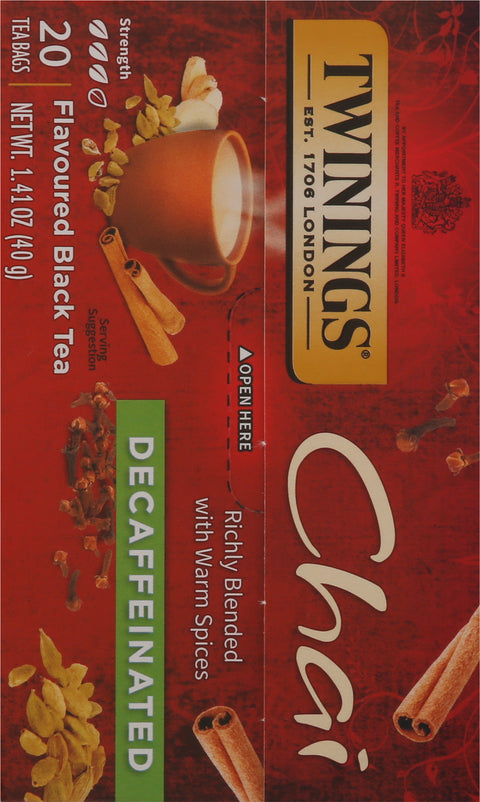 Twinings Decaffeinated Chai Black Tea 20 CT