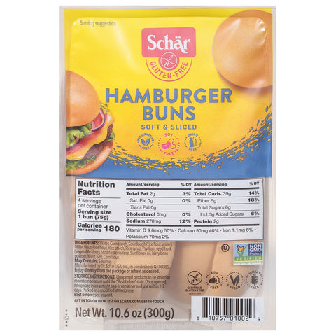 Schar Gluten-Free Hamburger Buns 10.6 oz - 4 Pack