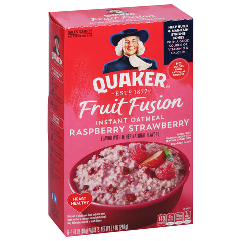 Quaker Fruit Fusion Instant Oatmeal Raspberry Strawberry 8.4 OZ