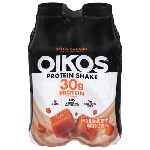 Oikos Salted Caramel Protein Shake 4 - 12 fl oz Bottles - 3 Pack