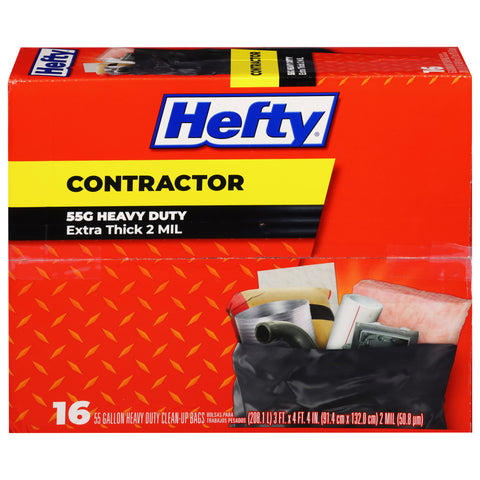 Hefty 55 Gallon Heavy Duty Contractor Clean-Up Bags 16 ea - 4 Pack