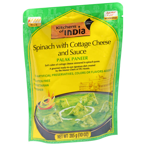 Kitchen India Spinach With Cottage Cheese And Sauce Palak Paneer 10 OZ