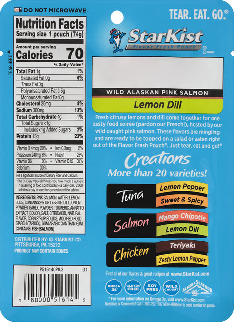 Starkist Salmon Lemon Dill 2.6 OZ