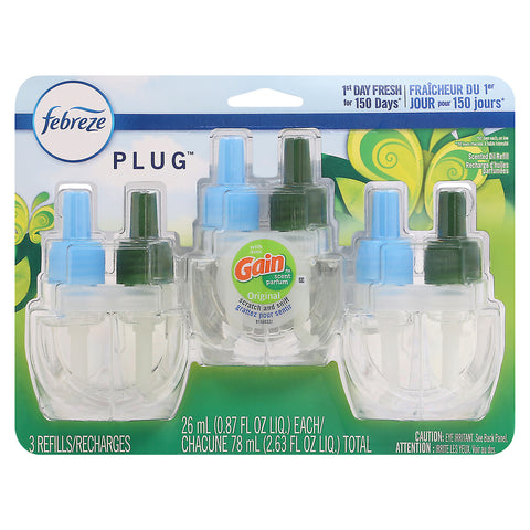 Febreze Plug Original Scented Oil Refill 3 - 0.87 fl oz Bottles - 6 Pack