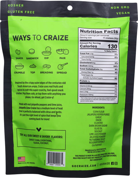 Craize Medium Jalapeno Lime Toasted Snack Crackers 4 oz