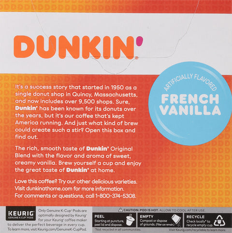 Dunkin French Vanilla Kcups 11.86 OZ