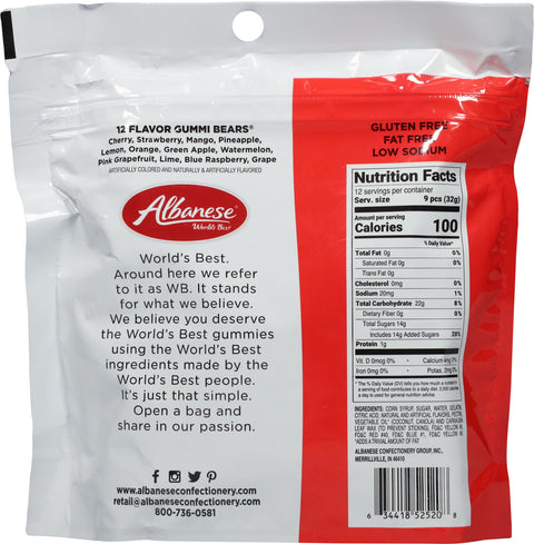 Albanese World's Best 12 Flavor Gummi Bears 13.5 oz