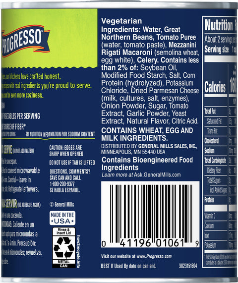 Progresso Vegetable Classics Soup Macaroni & Beans 19 OZ