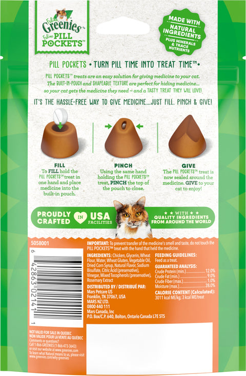 Greenies Feline Chicken Flavor Pill Pockets 1.6 OZ