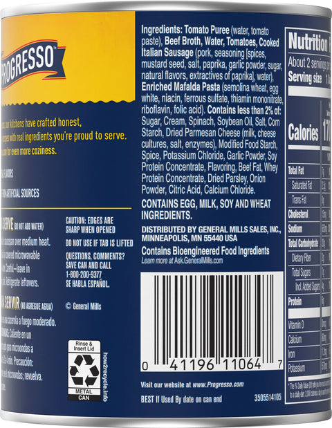 Progresso Rich & Hearty Lasagna-Style Soup With Italian Sausage 18.5 OZ