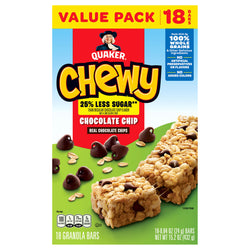 Quaker Chewy Bars Chocolate Chip Reduced - 15.2 OZ 12 Pack