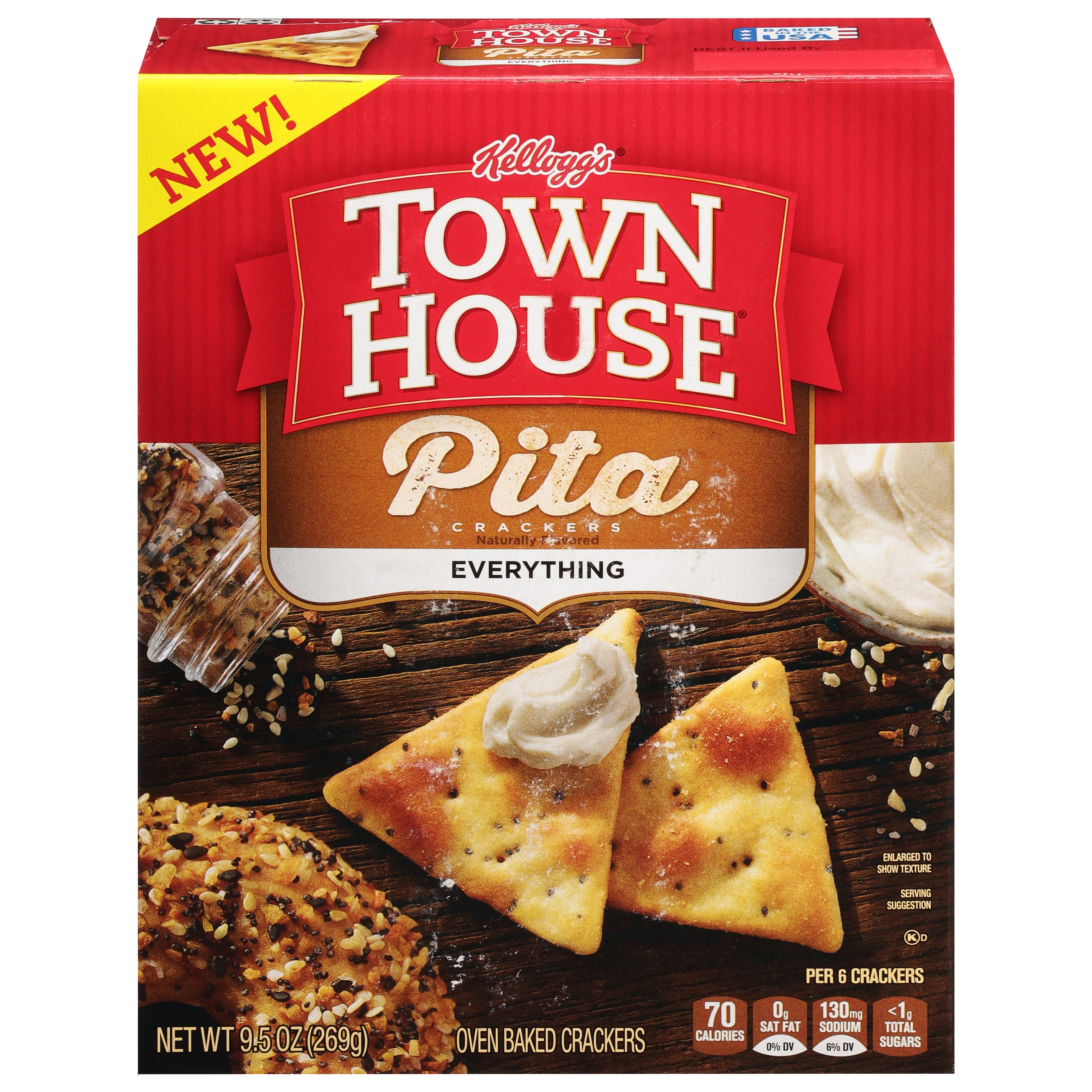 Kellogg's Town House Pita Crackers Sea Salt 9.5 OZ 12 Pack